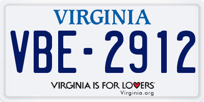 VA license plate VBE2912