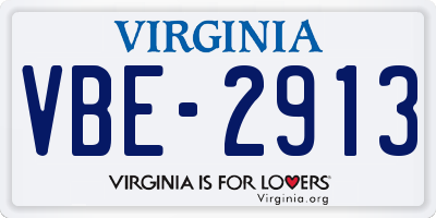 VA license plate VBE2913