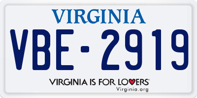 VA license plate VBE2919