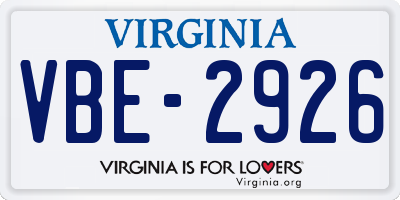 VA license plate VBE2926