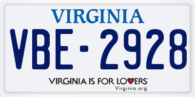 VA license plate VBE2928