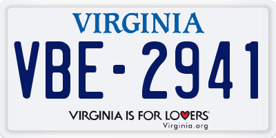 VA license plate VBE2941