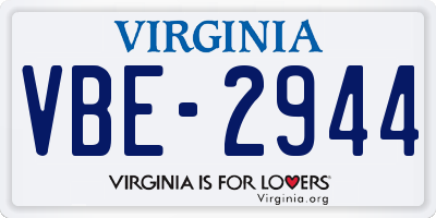 VA license plate VBE2944