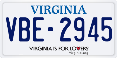 VA license plate VBE2945
