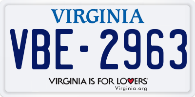 VA license plate VBE2963