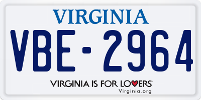 VA license plate VBE2964