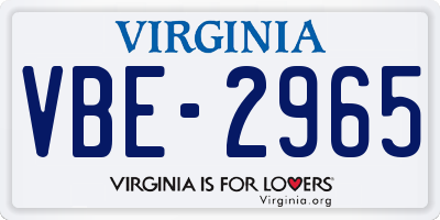 VA license plate VBE2965