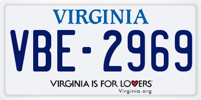 VA license plate VBE2969