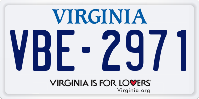 VA license plate VBE2971