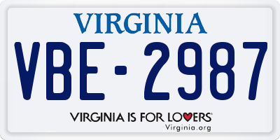VA license plate VBE2987
