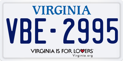 VA license plate VBE2995