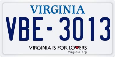VA license plate VBE3013