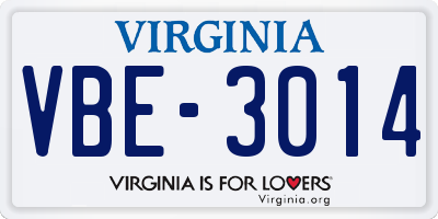 VA license plate VBE3014