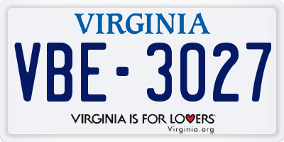 VA license plate VBE3027