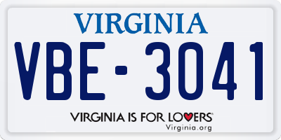 VA license plate VBE3041