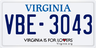 VA license plate VBE3043