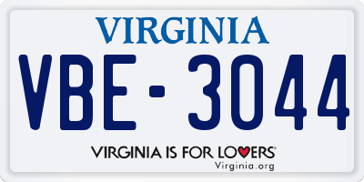 VA license plate VBE3044