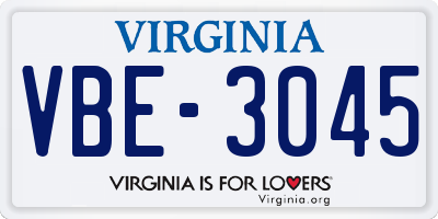 VA license plate VBE3045