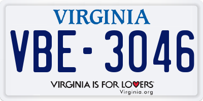 VA license plate VBE3046