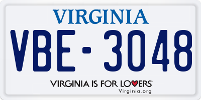 VA license plate VBE3048
