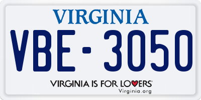 VA license plate VBE3050