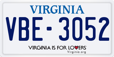 VA license plate VBE3052
