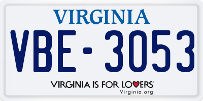 VA license plate VBE3053