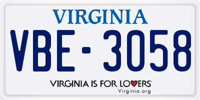 VA license plate VBE3058