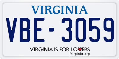VA license plate VBE3059