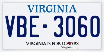 VA license plate VBE3060