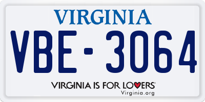 VA license plate VBE3064