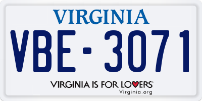 VA license plate VBE3071