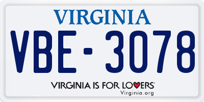 VA license plate VBE3078
