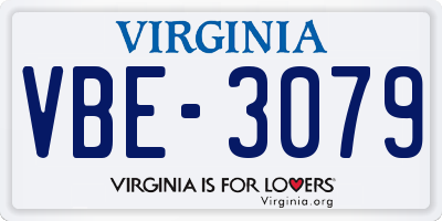 VA license plate VBE3079