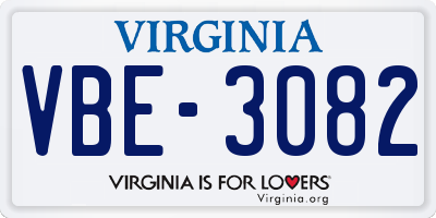 VA license plate VBE3082