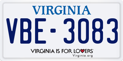 VA license plate VBE3083