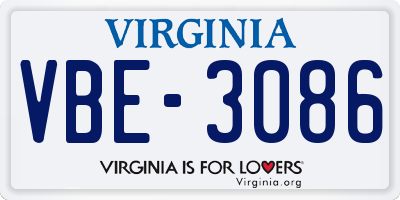 VA license plate VBE3086