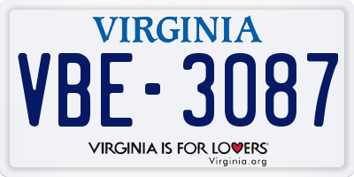 VA license plate VBE3087