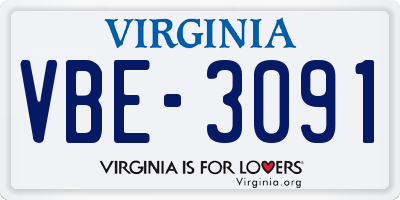VA license plate VBE3091