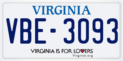 VA license plate VBE3093
