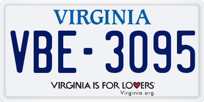 VA license plate VBE3095