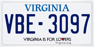 VA license plate VBE3097