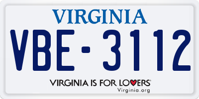 VA license plate VBE3112