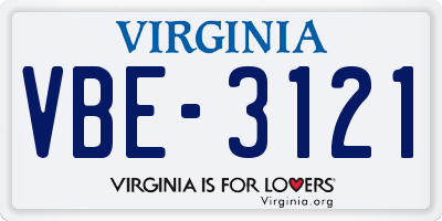 VA license plate VBE3121