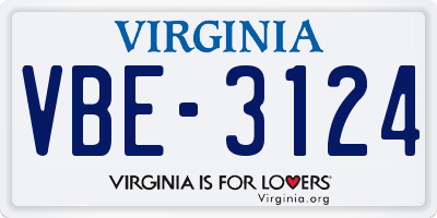 VA license plate VBE3124