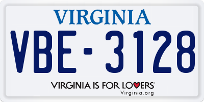 VA license plate VBE3128