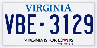 VA license plate VBE3129