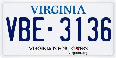 VA license plate VBE3136