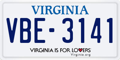 VA license plate VBE3141