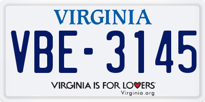 VA license plate VBE3145